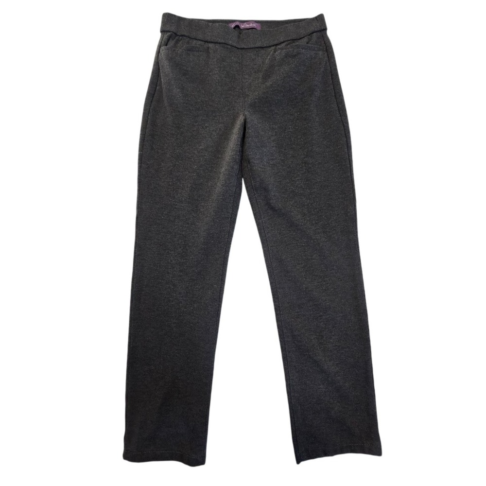 Gloria Vanderbilt Pull On Trouser Women 10 Gray Straight Leg Office Professional